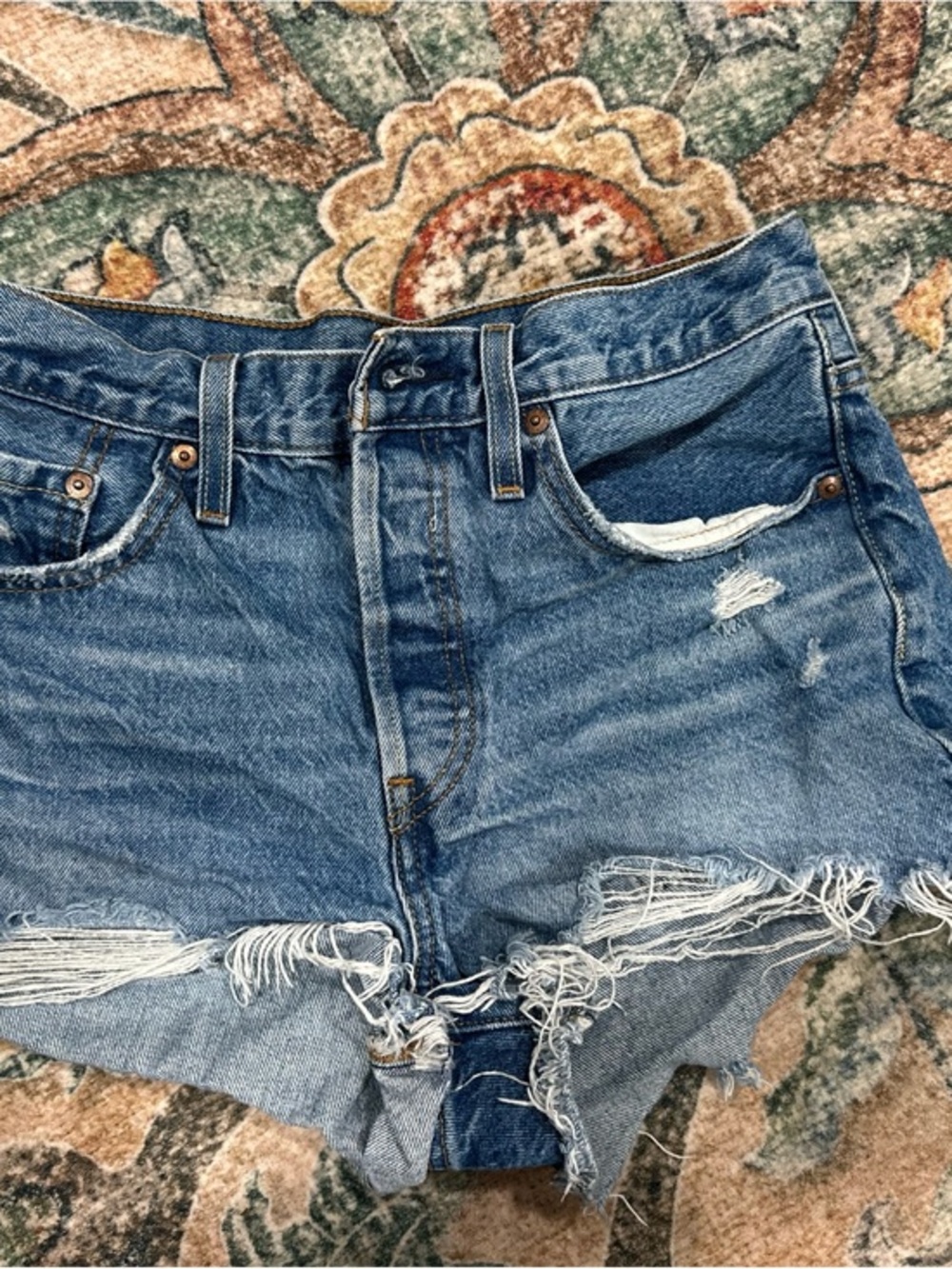 Levi's Distressed Light Blue Denim Cutoff Shorts